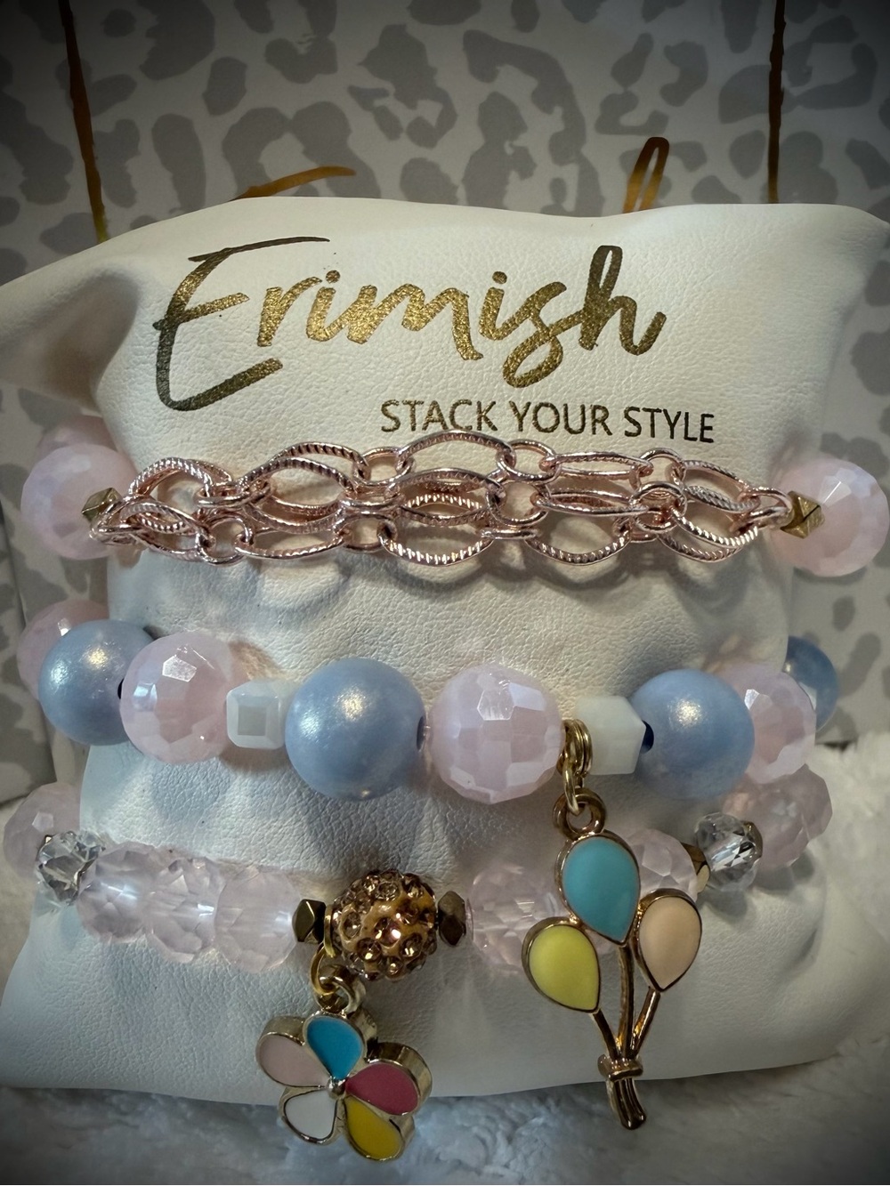 New ERIMISH Bracelets 3 Pc- Pink & Blue - Custom Regular, Kids or Extended Size